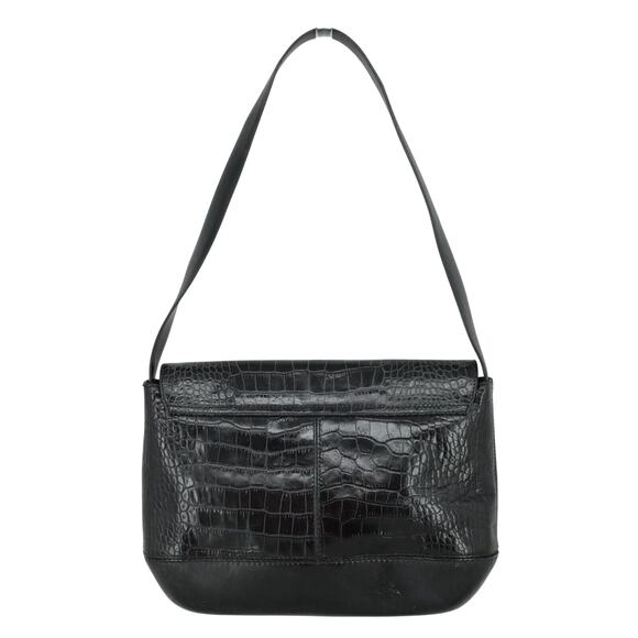 Carla Mancini Handbag Womens Black Leather Alligator Texture Shoulder Bag - Picture 6 of 13